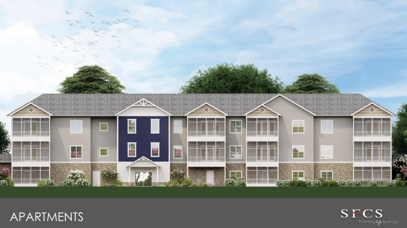 A rendering of an apartment building. SOURCE: SUSSEX COUNTY